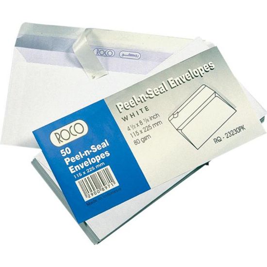 Picture of ENVELOPE WHITE S/ADH 115X225  50 ENVELOPES / PK