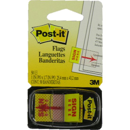 Picture of TAPE FLAG "Sign Here" Yellow 50 Tape