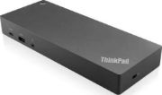صورة محطة لينوفو USB-C مع دعم شاشتين ومحول بقوة 100 واط