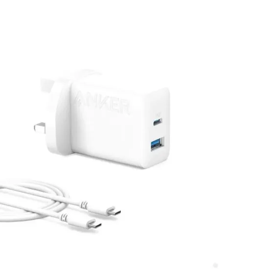 صورة أنكر شاحن جداري بقدرة 20 واط منفذين مع كابل USB C