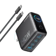 صورة شاحن أنكر 140 واط  3× USB-C + 1× USB-A  مزود بشاشة عرض