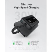 صورة أنكر باور بانك 20000 مللي أمبير 30 واط مع كابل USB C مدمج أسود