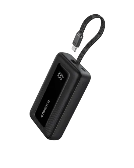 صورة أنكر باور بانك 10,000 – 30W مع كابل USB-C مدمج – أبيض